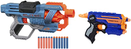 Image of NERF Elite 2.0 Commander Rd-6 Blaster, 12 Darts, 6-Dart Rotating Drum, Tactical Rails,Plastic,Multicolor&Nerf N-Strike Elite Plastic Fire Strike Blaster (Ages 8 and up, Multicolour)