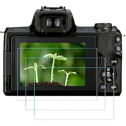 M50 Mark II Screen Protectors for Canon EOS M50 M50II M6 M6II M100 200D SL2 Camera (3 Pack), FANZR 0.3mm 9H Hardness Anti-Scratch Tempered Glass Cover