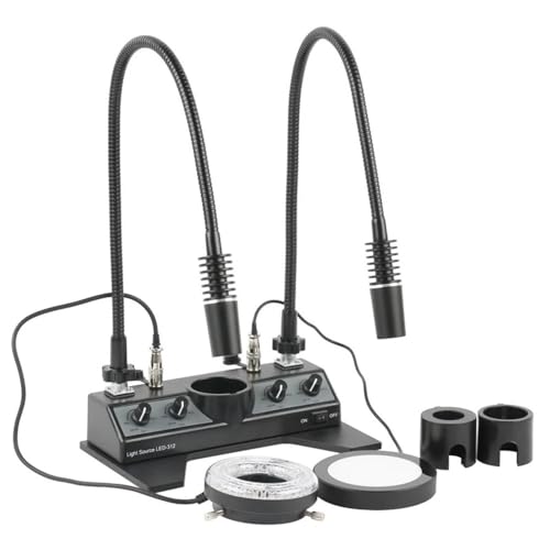 Microscope 4 in 1 LED Microscope Illuminator Set 80 LED Ring Light 2 Gooseneck Lamp 6W Bottom Base Light