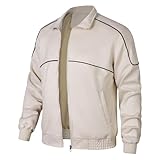 Ying Men Jacket Men Sport Long Sleeve Jacket Men Fashion Trend Zip Jacket Men Classic Comfortable Solid Color Jacket Men Casual Jacket E-Beige S