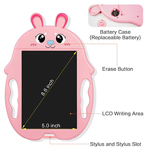 JARVANIA LCD Writing Tablet, Color LCD Writing Tablet for Kids, Toys for Girls and Boys, Gifts for Girls and Boys, LCD Drawing Board for Kids (Pink)