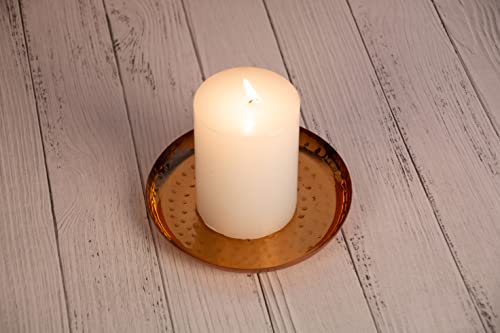 Koyal Wholesale Hammered Metal Pillar Candle Holder Plates, Bulk Set Of 6 Candle Trays, 6" D, Modern Wedding Centerpieces, Home Decor Accents For Living Room, Dining Table (Copper) #TOP2