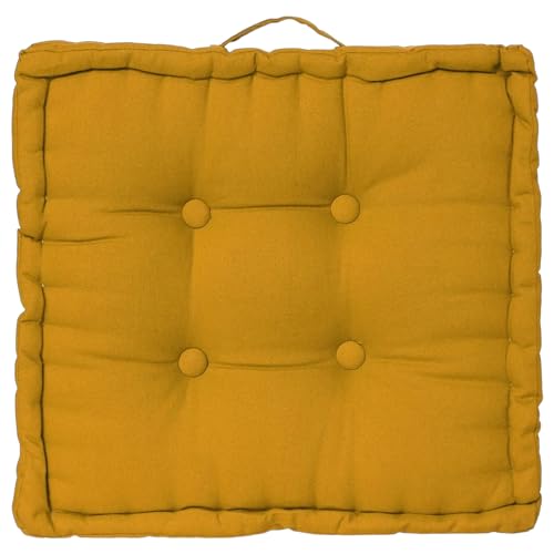 TIENDA EURASIA - Cojines para Sillas de Terraza | Cojín de Suelo Acolchado de Algodón con Asa | Medida 40 x 40 x 8 cm | Ideal para Sillas, Bancos, Palets, Suelo. (Ocre)