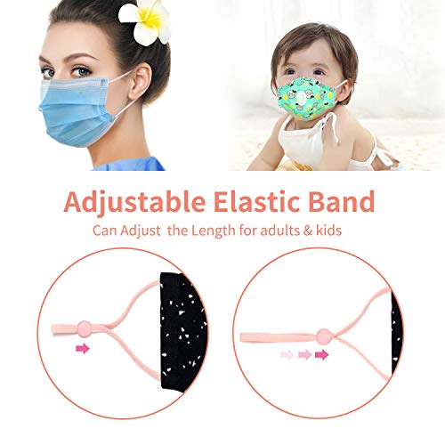 120 Pcs 6 Assorted Colors 1/4 Inch Wide Elastic String Cord Bands Rope With Adjustable Buckle For Sewing Crafts Diy Mask, Suitable For Adults And Children (Black,White,Pink,Blue,Light Green,Gray) #TOP2