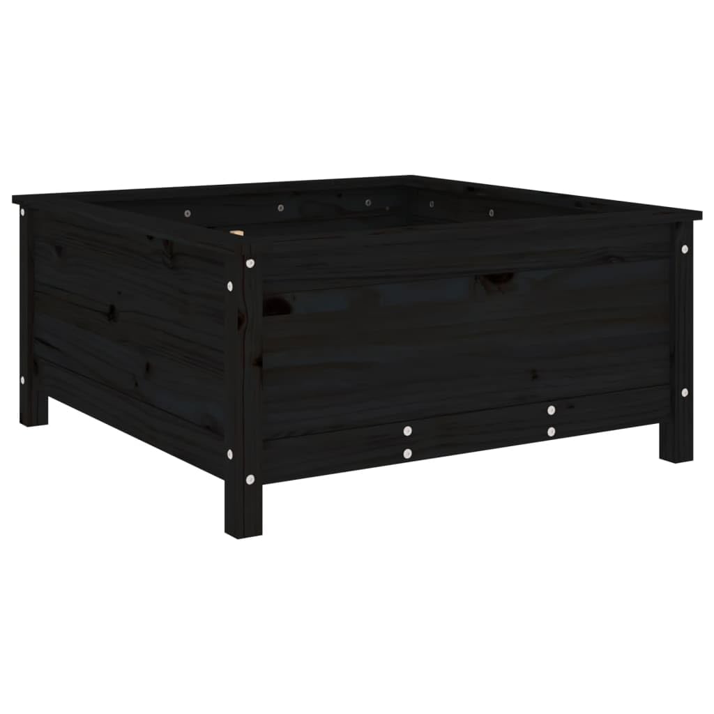 vidaXL Garden Planter, Raised Bed for Patio Terrace Balcony Yard, Outdoor Flower Box for Plant Vegetable Herb, Flower Pot, Black Solid Wood Pine