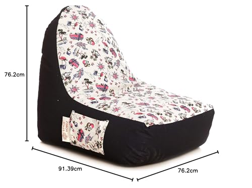 Image of Style Homez Urban Design Denim Canvas Abstract Printed Bean Bag XXL Size Filled with Beans Fillers