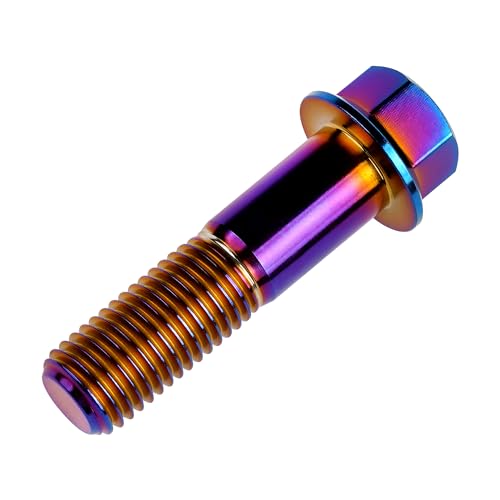 Image of Titanium Bolt Hex Small Flange Head M12x45mm Pitch 1.5, Burnt Blue | 30 35 40 45 50 55 60 65 70 75 80 85 90mm 1.25 /1.5mm Pitch Screws for Motorcycle Car Modification Pack of 4