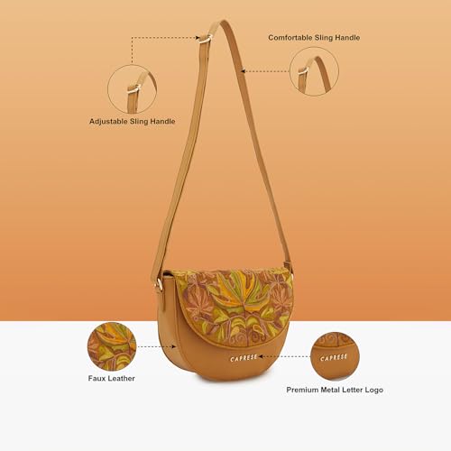 Image of Caprese Siji Tresna Medium Crossbody Bag for Women with Adjustable Strap & Zip Closure | Kashida Velvet Embroidery Sling Bag | Stylish & Lightweight Bag for Daily Use, Travel & Casual Outings