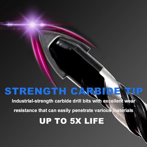 5-PCS Masonry Concrete Drill Bit Set, Heavy-Duty Masonry Drill Bits for Concrete, Brick, Tile, Cement, Carbide Tip (1/4" 5/16" 1/2")