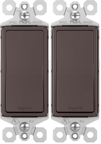Image of Legrand - Pass & Seymour Radiant 15 Amp Light Switch, Dark Bronze Single Pole Rocker, TM870DBCC10, 1 Count (Pack of 2)