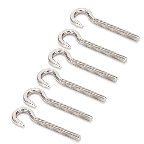 Image of Eye Hooks, 10Pcs 304 Stainless Steel Open Hook Eyelet Threaded Screws Hardware for Hanging Objects