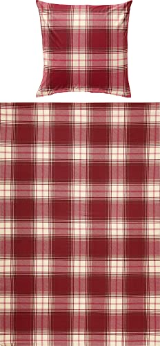 REDBEST Bettwäsche Biber rot Größe 1x 135x200 cm + 1x 80x80 cm