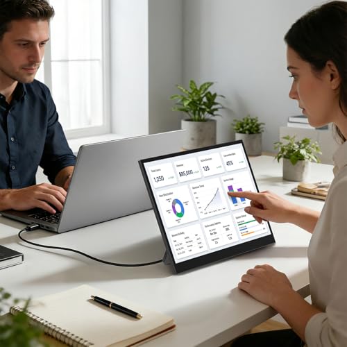 Image of 17.5 inch Portable Touchscreen Monitor, 1920x1200 IPS 16:10 Display, USB-C & HDMI Plug-and-Play, Built-in Dual Speakers, Ultra-Slim Travel Monitor for Laptop, PC, Smartphone & Game Consoles
