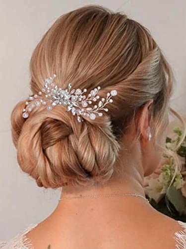 Catery Crystal Bride Wedding Hair Comb Pearl Bead Hair Jewelry Headpieces Women Side Combs Bridal Decorative Prom Hair Accessories For Women And Girls #TOP2