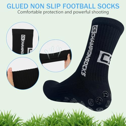 PROBEROS® Anti-Slip Football Sock, Grip Socks Soccer Non Slip Socks, Rubber Anti and Thicken for Men, Badminton Running Gym Indoor Training