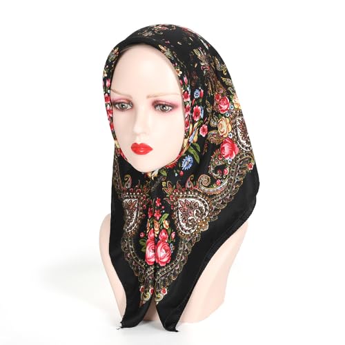 Spring And Autumn Bohemian Style Flowers Head Scarf Shawl, 70x70cm Russian And Ukrainian Style Square Shawls Scarves3