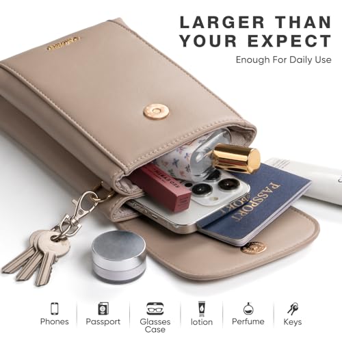 Small Crossbody Phone Bag Vegan Leather for Women with Wide Strap and Double Pockets for Travel and Daily Use3