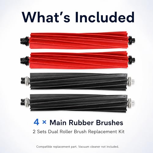 Image of 2 Set Dual Rubber Replacement Main Brushes Compatible with Roborock S8 / S8+ / Pro Ultra, Q8 Max / Q8+, Q5 Pro / Q5+ / Max+, Anti-Tangle Roller Sweeper Parts for Pet Hair & Floors