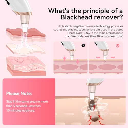 Electric Blackhead Remover Vacuum 4 Suction Power Mode Blackhead Remover Tool Black Head Remover for Face Whitehead Remover with Heating Mode, Deep Cleansing Unclogging Pores Blackhead Remover Tool - Image 4