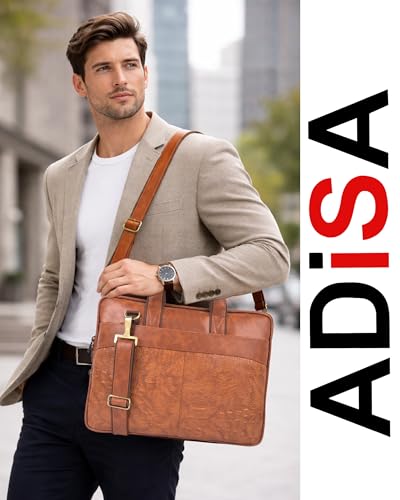 Image of ADISA Laptop Messenger Office Bag Briefcase for Work for Men (LB6056-TAN)