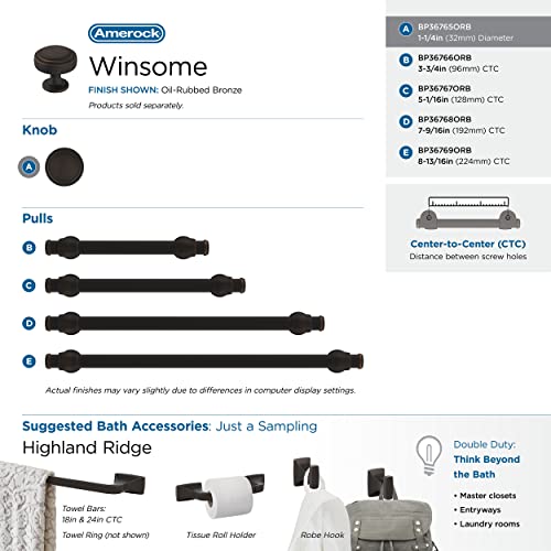 Image of Amerock 1-1 /4 inch Round Winsome Oil-Rubbed Bronze Cabinet Knob | Durable Zinc drawer knob and cabinet hardware, ideal for kitchen cabinets, bathroom vanities, dressers, and furniture