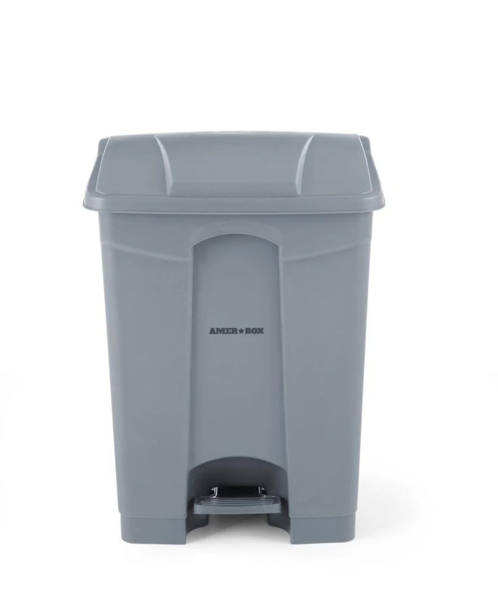 HENDI Mülleimer, AmerBox, für den professionellen Einsatz, öffnen mit Fußpedal, Abfalleimer, Müll, Tret-Abfalleimer, Abfallbehälter, 68L, 410x495x(H)660mm, Polypropylen, grau