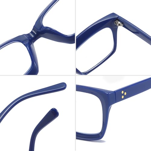 Image of REAVEE 2 Pack Oversized Reading Glasses for Women Men Blue Light Blocking, Ladies Stylish RetroSquare Large Computer Readers (Blue /Clear 2.75x)