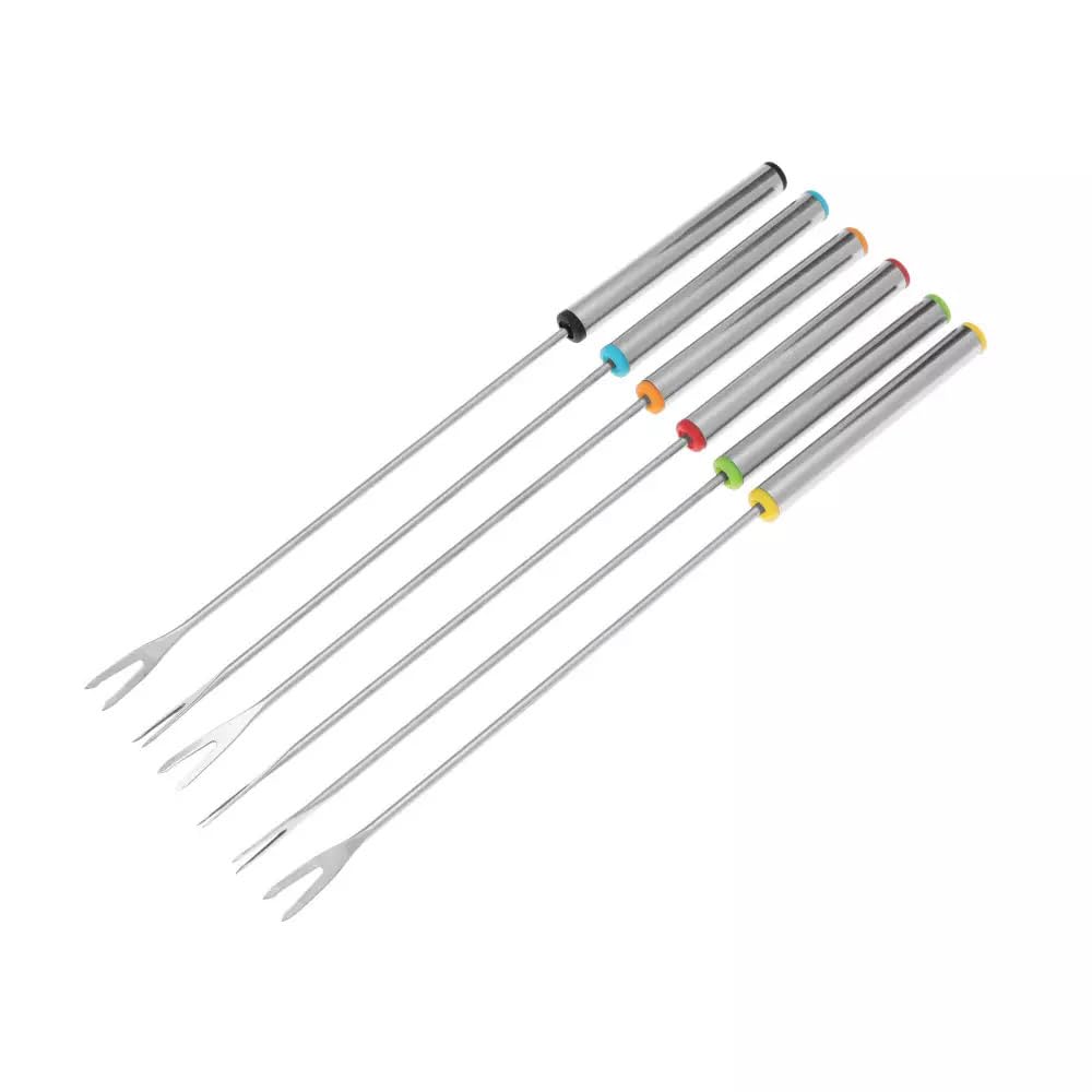 Kinghoff KH-1195 Set per fonduta in ghisa, per 6 persone, con 6 forchette, dimensioni: Ø 17 x 10 cm