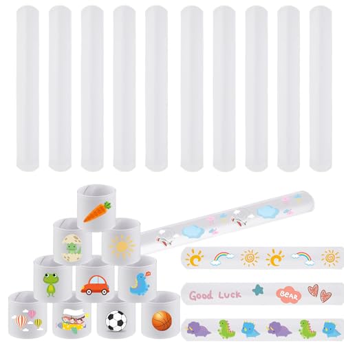 SinChic White Slap Bracelets 24 PCS Plastic Party Bracelets