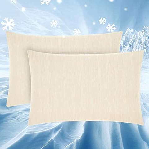 Topcee Cooling Pillow Cases, 2 Packs King Size Arc-Chill Q-Max>0.5 Ultra Soft Cool Pillowcases for Hair and Skin, Breathable Cold Pillow Case for Hot Sleepers & Night Sweats (Beige 20x36) Cover