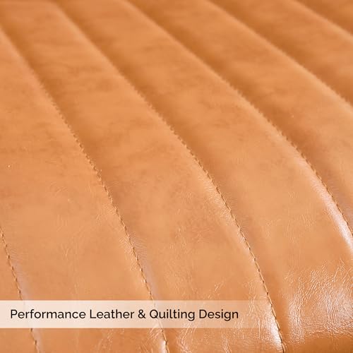 Image of Dining Chairs Set of 2, Modern Dining Chairs with Thick Cushions, PU Leather Upholstered Kitchen Dining Room Chairs with Metal Legs for Dining Living Room (Caramel)