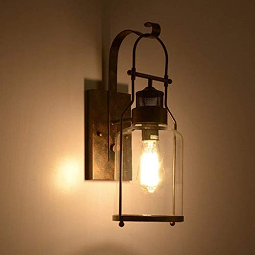 Applique murale vintage en fer forgé et verre pour couloir et salon chic
