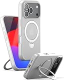 iPhone 17 Pro Max ケース リング付き スタンド TEIQ 【 リング一体型 / 360°回転/縦横両対応 】 MagSafe対応/マグネット内蔵/半透明/指紋防止/マット質感/耐衝撃 カバー iPhone 17 Pro Max 用 (マットクリア)