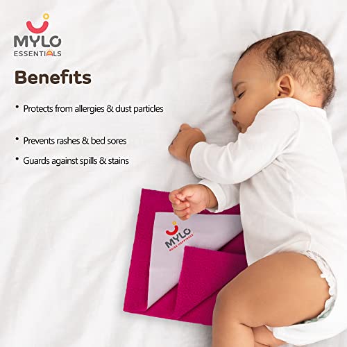Image of Mylo Baby Waterproof Mattress Protector for Baby (0-3 Years), Extra Absorbent, Soft and Reusable Quick Dry Sheets (100X70cm)(Orchid, Full)