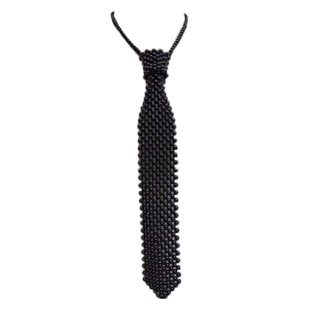 Falsa collar para mujer tipo corbata de perlas que transforma camisas 8