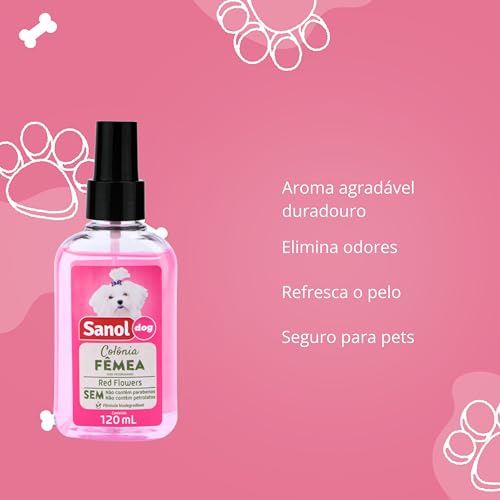 Sanol Dog Colônia Para Pêlos De Cães Fêmea 120 Ml Rosa