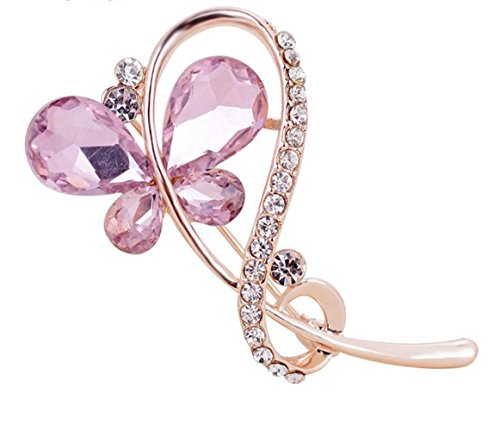 Preisvergleich Produktbild BIGBOBA Elegante Schmetterlings-Brosche mit Strasssteinen für Hochzeit, Brautschmuck, Schal, Schal, Clip, Dekoration für Geburtstag, Festival, Geschenk, 3 x 5 cm