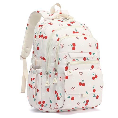 Phaoullzon Girls High Middle School Cherry Backpack for Kids Kawaii Bookbag College Daypack Cherry