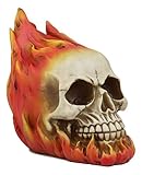 Ebros Gift Flaming Fire Hot Rod Skull Statue Hell Inferno Burning Skulls Biker Ossuary Graveyard Spooky Halloween Themed Decor Day of The Dead DOD Skeleton Skeletons Macabre Sculpture