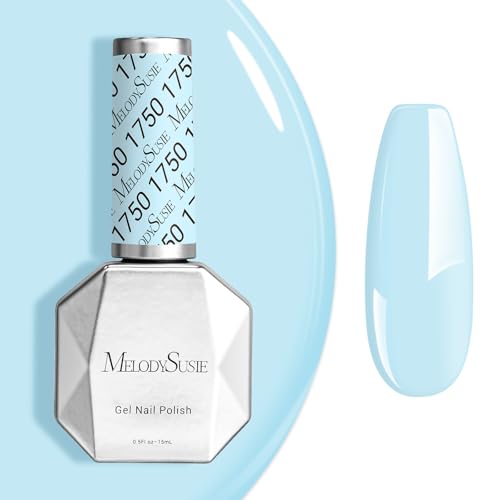 Image of MelodySusie Light Blue Gel Nail Polish,0.5fl oz Soak Off UV LED Bright Blue Gel Polish Gift for Women Nail Art Manicure Salon DIY Nail Design Decoration at Home-1750