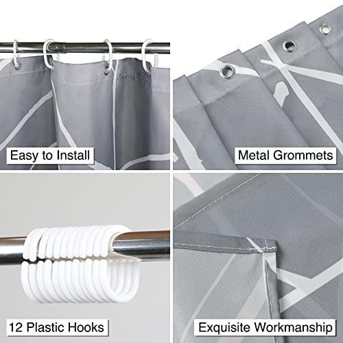 Qidordour Shower Curtain, Grey Fabric Shower Curtain Set With Hooks, Weighted Hem, 72X72 Inch Waterproof Polyester Bathtub Curtain, Washable, Quick Dry, Bathroom Decoration For Farmhouse Home Hotel #TOP5