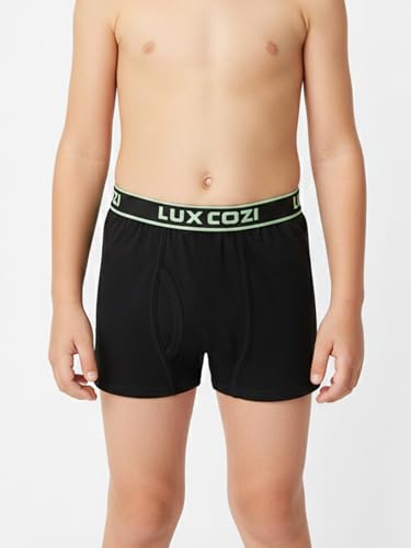 Image of Lux Cozi Boys Cotton Solid Trunks Pack of 4 | Soft Comfortable Breathable Innerwear for Boys | Regular Fit Everyday Wear Underwear | Color May Vary