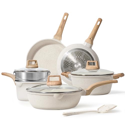 CAROTE 10-Piece White Granite Cookware Set