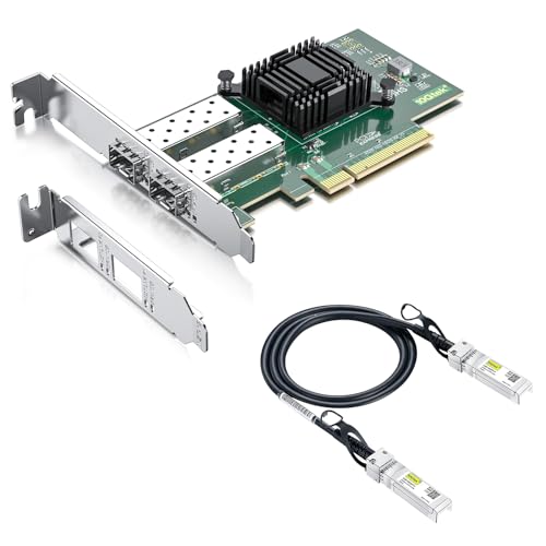 Pack de tarjeta de red NIC 10Gb PCI-E con controlador Intel 82599EN y cable SFP+ DAC Twinax pasivo de 1 metro compatible con Mikrotik S+DA0001 miniatura 1