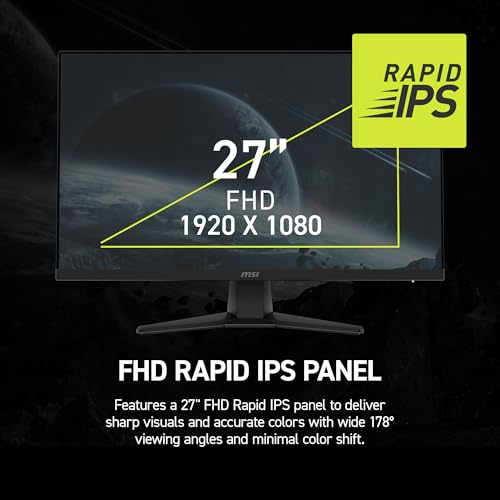 Image of msi MAG 272F 27-inch 1920 x 1080 (FHD) Gaming Office Monitor, 200Hz, AMD FreeSync Premium, HDR Ready, HDMI, VGA Port, VESA, Tilt, 0.5ms, Black