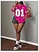 RoseSeek Women's Number Graphic Mesh Jersey Shirt V Neck 3/4 Sleeve Football Tee Tops Sportswear Hot Pink Large