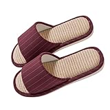Pantuflas unisex de espuma con memoria, zapatillas ligeras, suaves y cómodas, chanclas abiertas, pantuflas de suelo silenciosas, cómodas y esponjosas, adecuadas para todas las estaciones, Vino, 36 EU
