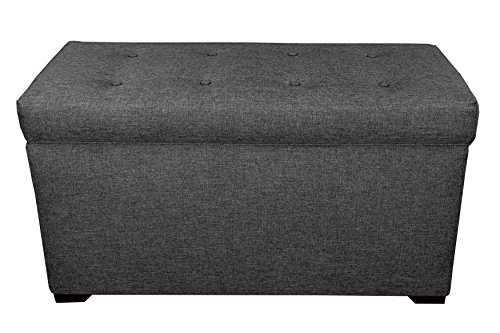 MJL Furniture Designs Angela Collection Button Tufted Upholstered Lift Top Medium Sized Bedroom Chest Storage Trunk, HJM08 Series, Dark Gray Brown