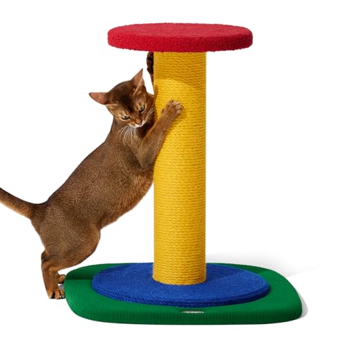 VETRESKA キャットタワー ミニ 猫タワー コンパクト 小さめ 猫ベッド 低い スリム 省スペース 据え置き 安定感 天然麻紐 爪とぎ 運動不足解消 人気 おしゃれ 可愛い 猫つめとぎタワー 組立簡単 猫のよじ登る台 - 高さ56cm