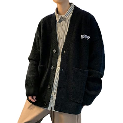Men Clothes Cardigan Knitted Sweaters V Neck Streetwear Street Knitwears